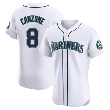 Dominic Canzone Men's Elite Seattle Mariners White Home Jersey