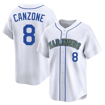 Dominic Canzone Men's Limited Seattle Mariners White Throwback Cooperstown Collection Jersey