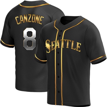 Dominic Canzone Men's Replica Seattle Mariners Black Golden Alternate Jersey