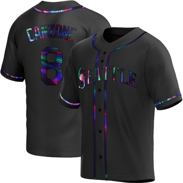 Dominic Canzone Men's Replica Seattle Mariners Black Holographic Alternate Jersey