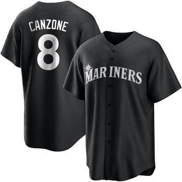 Dominic Canzone Youth Replica Seattle Mariners Black/White Jersey