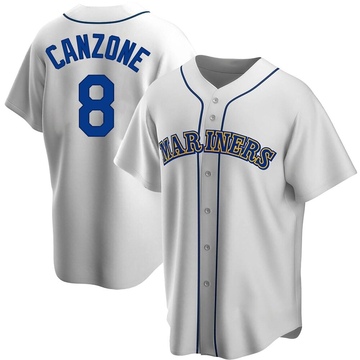 Dominic Canzone Youth Replica Seattle Mariners White Home Cooperstown Collection Jersey