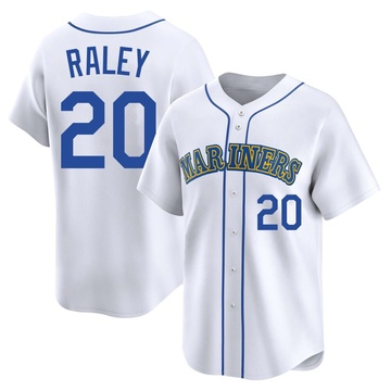 Luke Raley Men's Limited Seattle Mariners White Throwback Cooperstown Collection Jersey