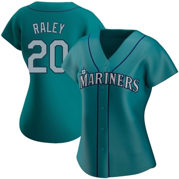 Luke Raley Women's Authentic Seattle Mariners Aqua Alternate Jersey
