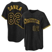 Nick Davila Men's Replica Seattle Mariners Black Snake Skin City Jersey