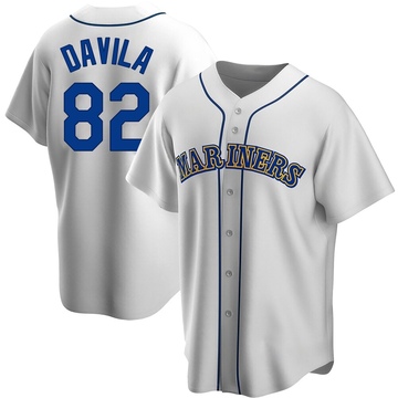 Nick Davila Men's Replica Seattle Mariners White Home Cooperstown Collection Jersey