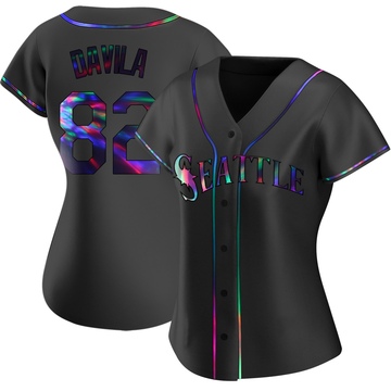 Nick Davila Women's Replica Seattle Mariners Black Holographic Alternate Jersey