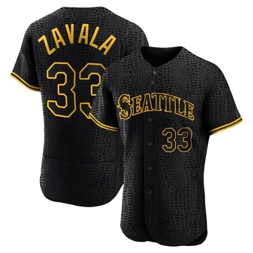 Seby Zavala Men's Authentic Seattle Mariners Black Snake Skin City Jersey