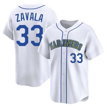 Seby Zavala Men's Limited Seattle Mariners White Throwback Cooperstown Collection Jersey