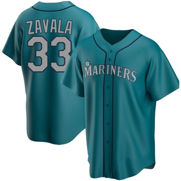 Seby Zavala Men's Replica Seattle Mariners Aqua Alternate Jersey