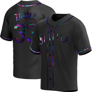 Seby Zavala Men's Replica Seattle Mariners Black Holographic Alternate Jersey