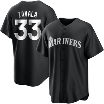 Seby Zavala Men's Replica Seattle Mariners Black/White Jersey
