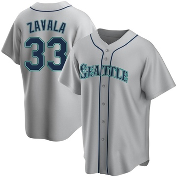 Seby Zavala Men's Replica Seattle Mariners Gray Road Jersey