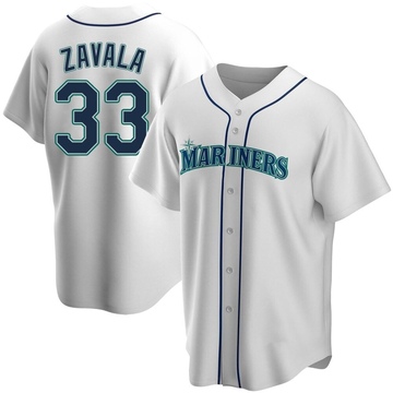Seby Zavala Men's Replica Seattle Mariners White Home Jersey