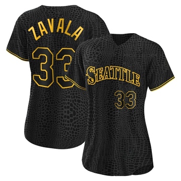 Seby Zavala Women's Authentic Seattle Mariners Black Snake Skin City Jersey