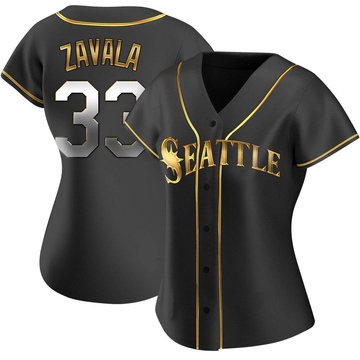 Seby Zavala Women's Replica Seattle Mariners Black Golden Alternate Jersey
