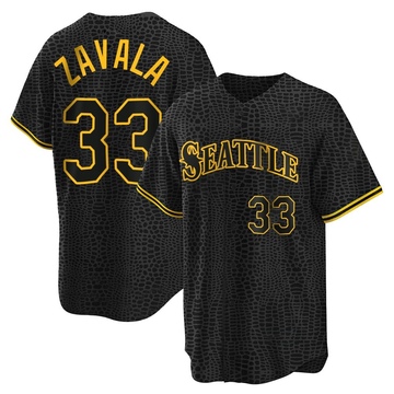 Seby Zavala Youth Replica Seattle Mariners Black Snake Skin City Jersey