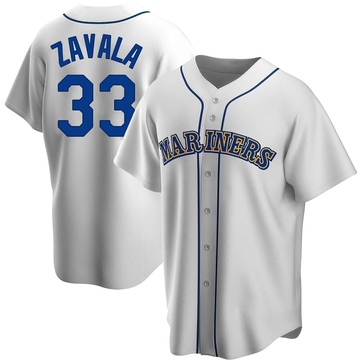 Seby Zavala Youth Replica Seattle Mariners White Home Cooperstown Collection Jersey